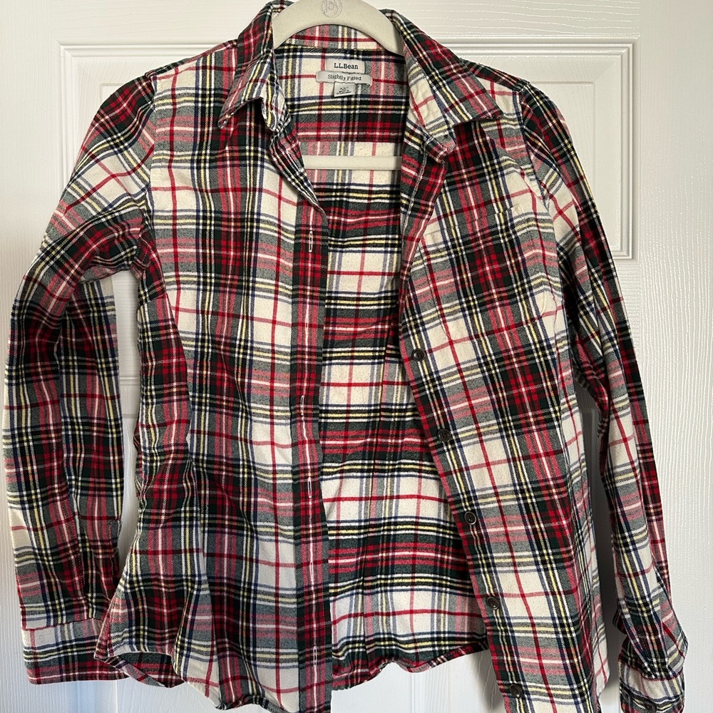 L.L. Bean Plaid Shirt - Red and White